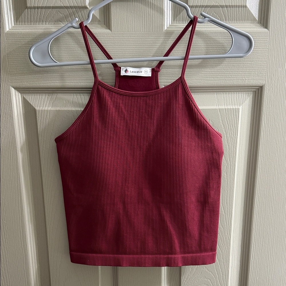 Burgundy Ribbed Crop Top